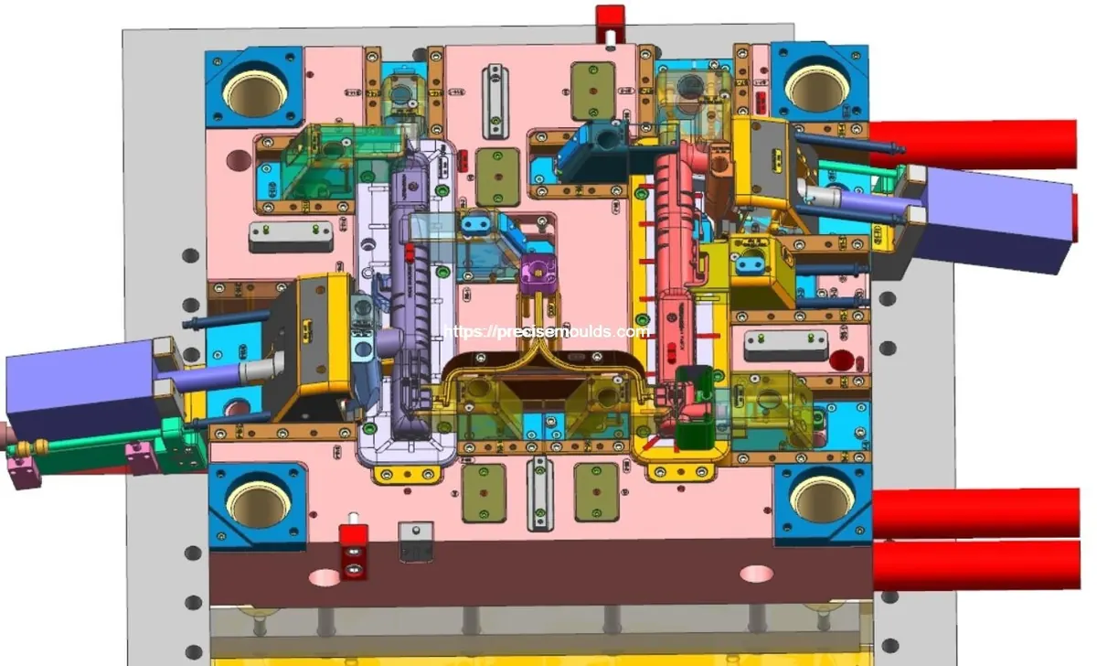 Mold design with slides and cooling