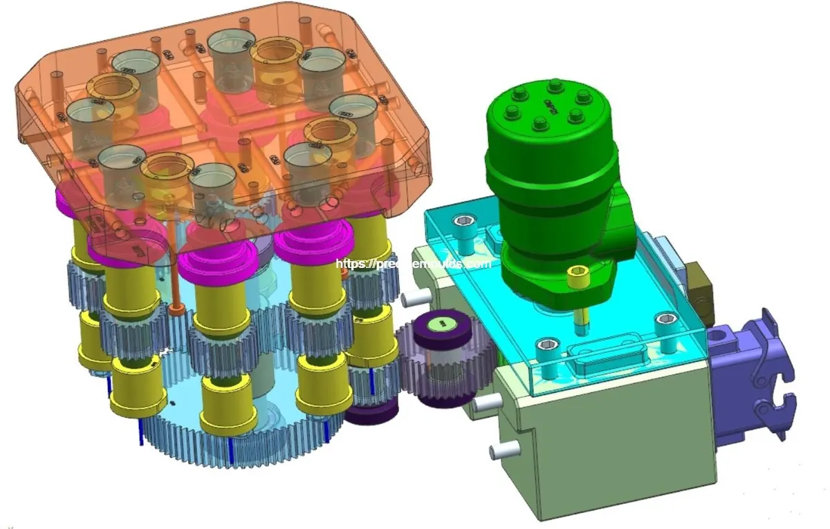 3D design of a multi-cavity unscrewing mold